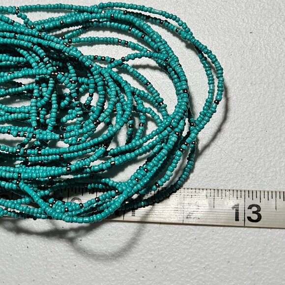 Southwest Turquoise Seed Beaded Multi Strand Chunky Necklace Boho Fashion Women - Picture 5 of 5